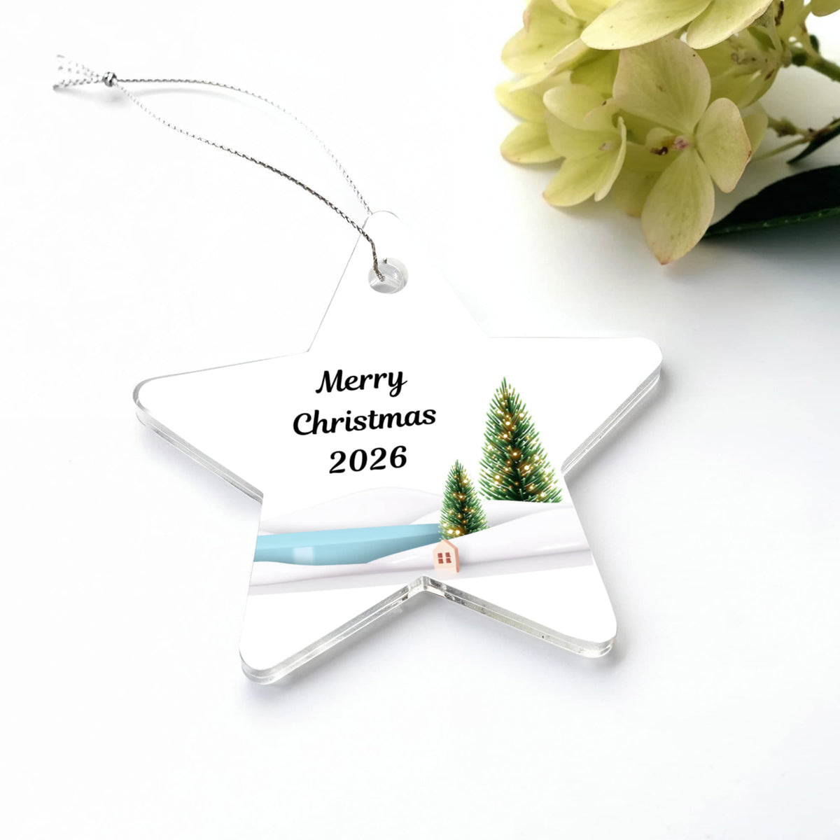 Merry Christmas Star Ornament 2026 – Personalized Holiday Keepsake