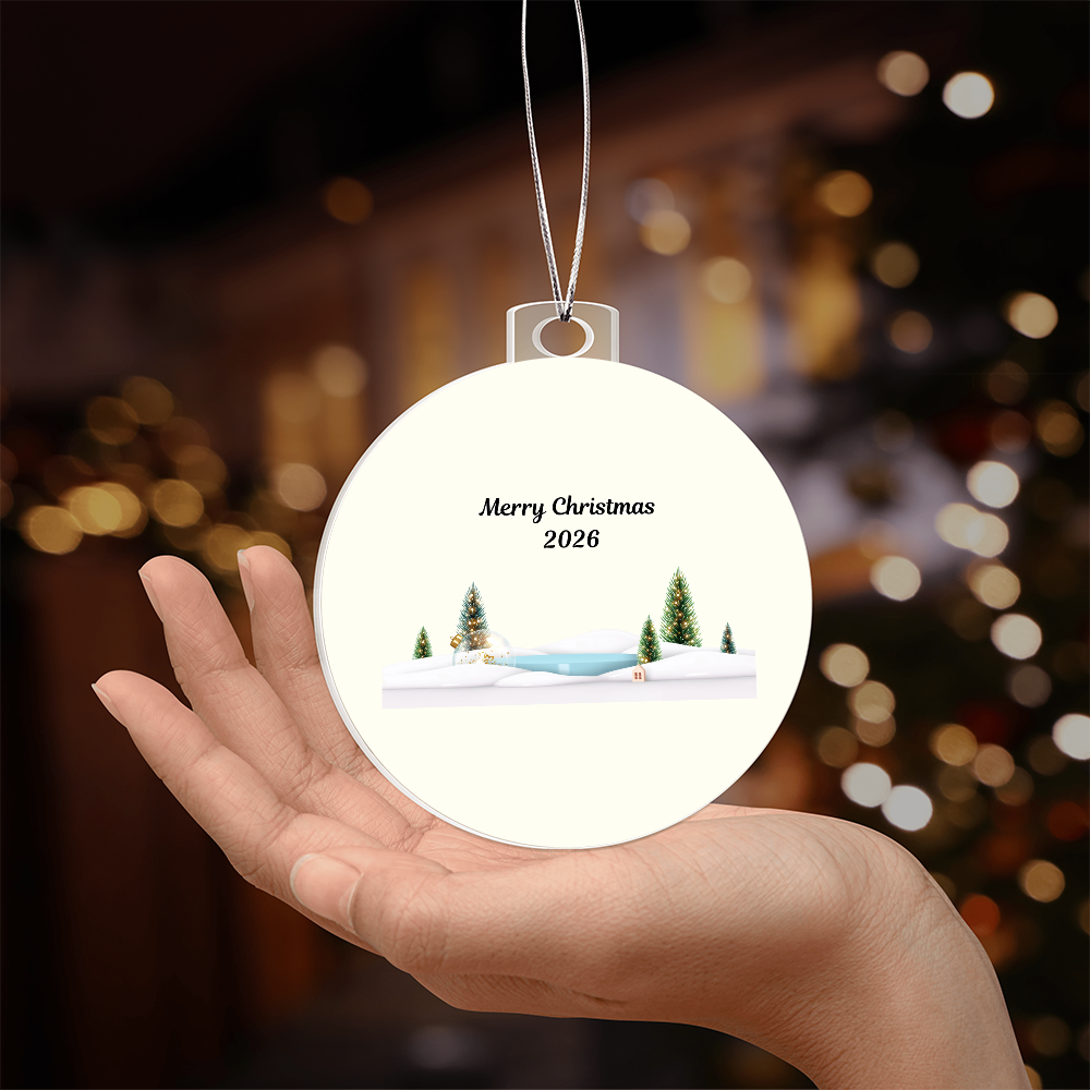 Frosted Acrylic Christmas Ornament 2026 – Winter Scene Holiday Keepsake