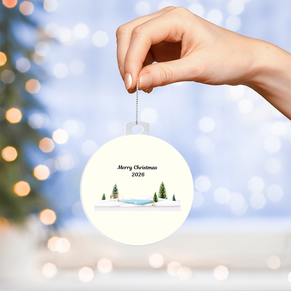 Frosted Acrylic Christmas Ornament 2026 – Winter Scene Holiday Keepsake