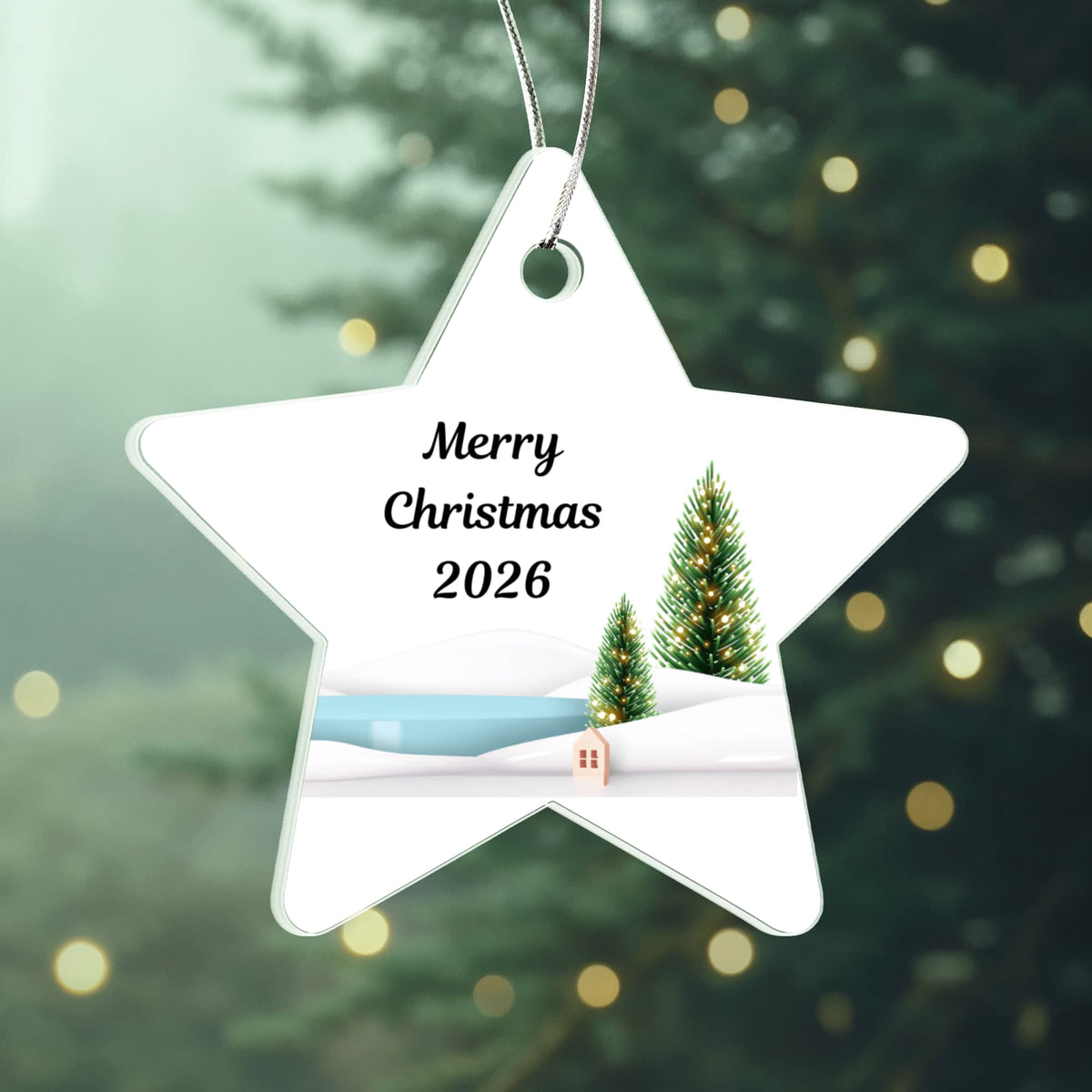 Merry Christmas Star Ornament 2026 – Personalized Holiday Keepsake