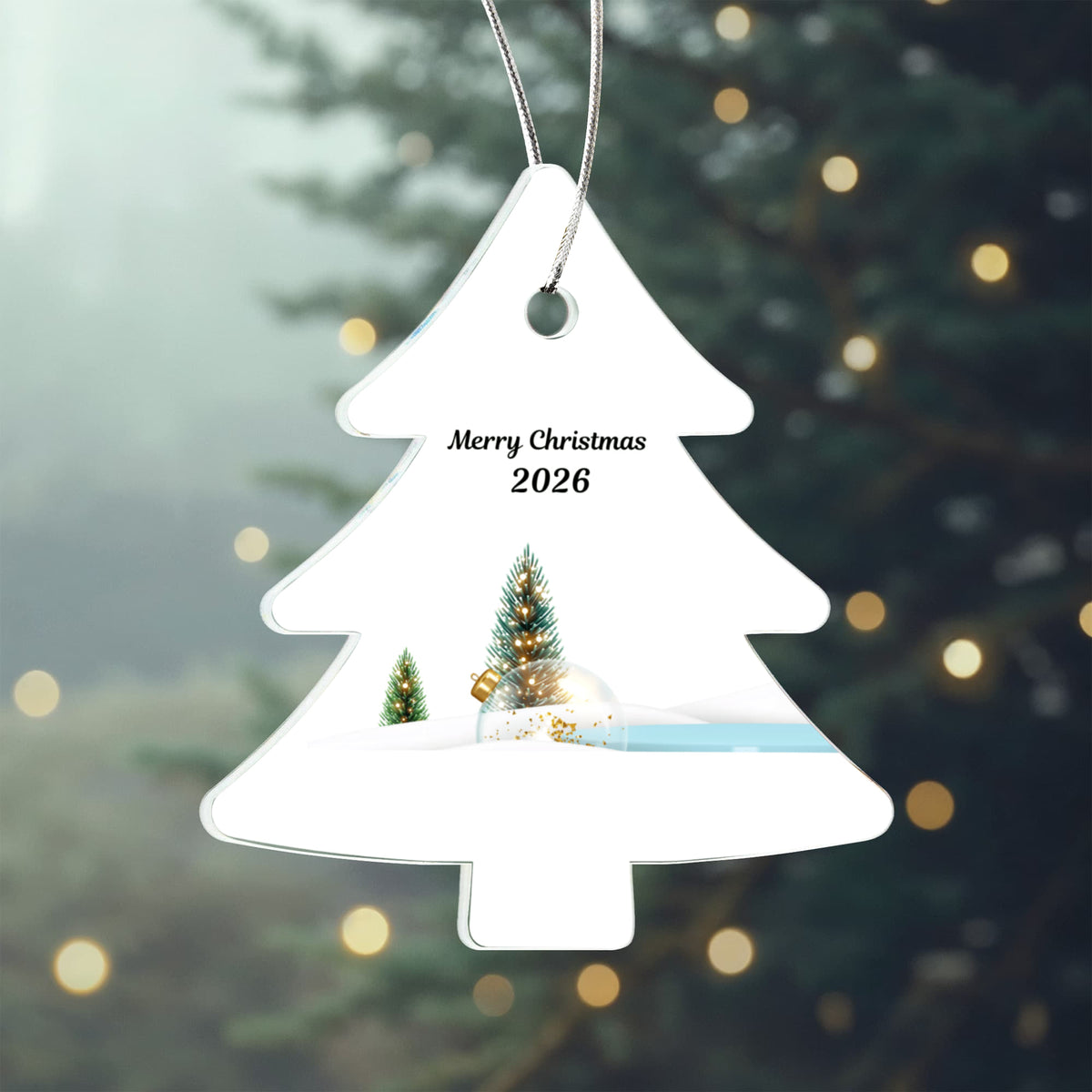 Merry Christmas Tree Ornament 2026 – Winter Scene Holiday Keepsake