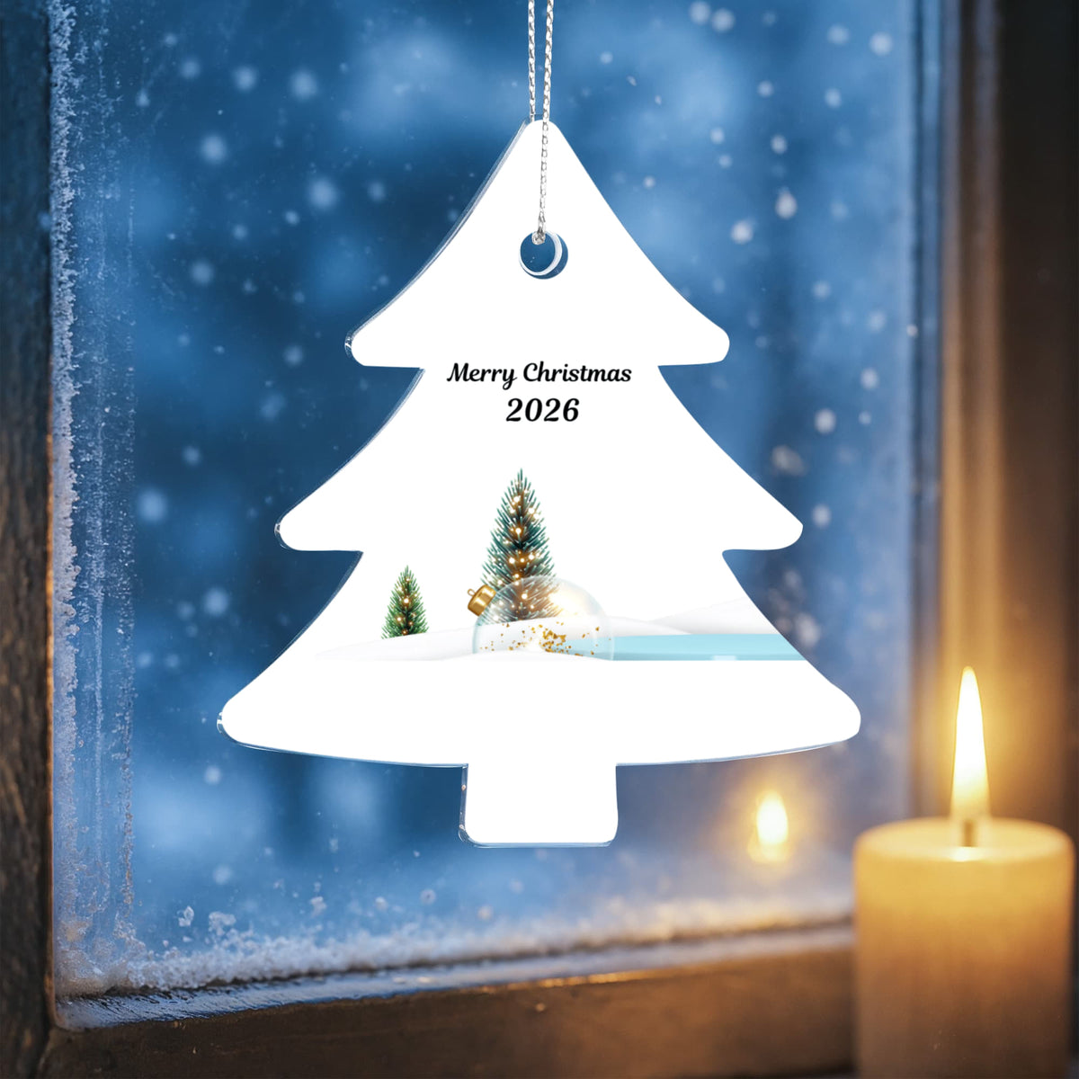 Merry Christmas Tree Ornament 2026 – Winter Scene Holiday Keepsake