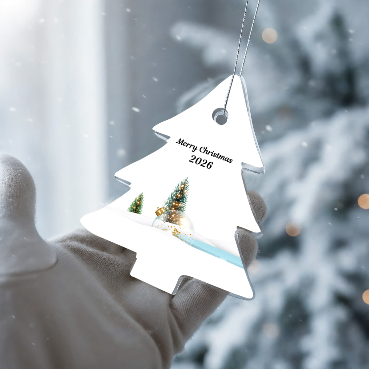 Merry Christmas Tree Ornament 2026 – Winter Scene Holiday Keepsake