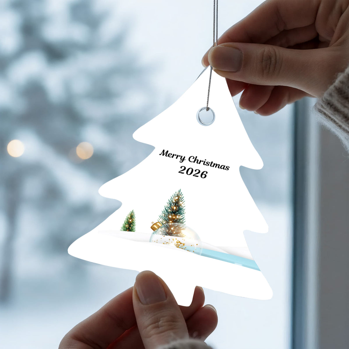 Merry Christmas Tree Ornament 2026 – Winter Scene Holiday Keepsake